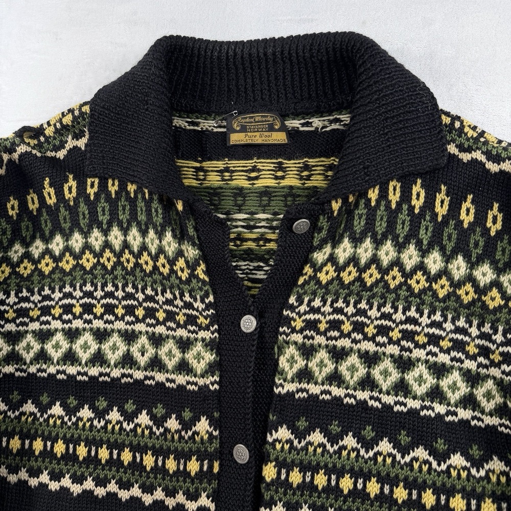 Rogaland Ullvarelag Stavanger Norway Handmade 100% Virgin Wool Cardigan Womans M - Picture 2 of 11
